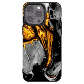 Picasee husă neagră din silicon pentru Apple iPhone 15 Pro Max - Black Gold