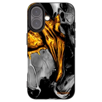 Picasee husă neagră din silicon pentru Apple iPhone 16 - Black Gold