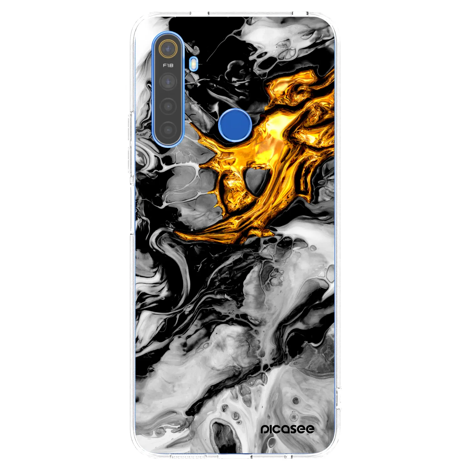 Picasee husă transparentă din silicon pentru Realme 5 - Black Gold 2