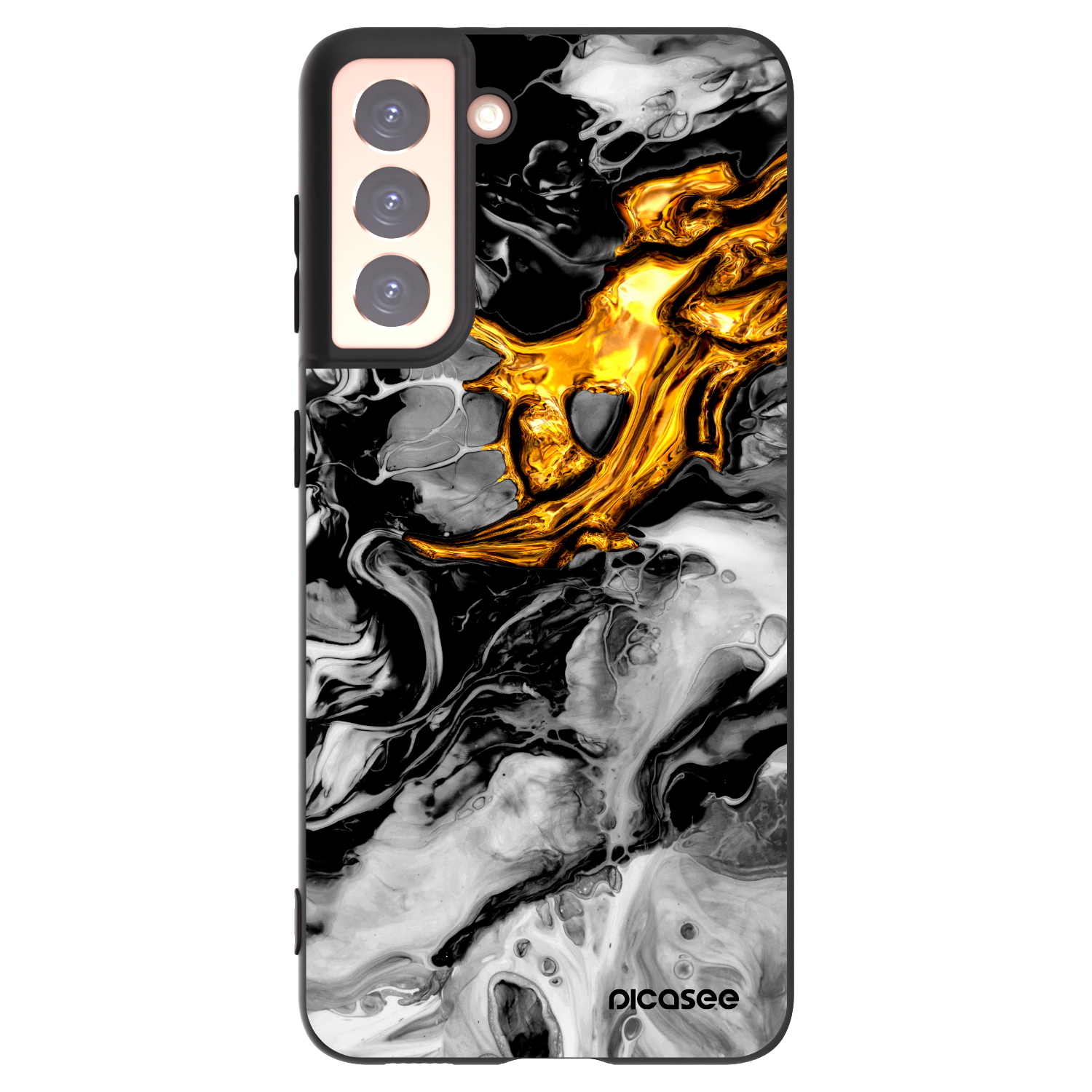 Picasee husă neagră din silicon pentru Samsung Galaxy S21 5G G991B - Black Gold 2