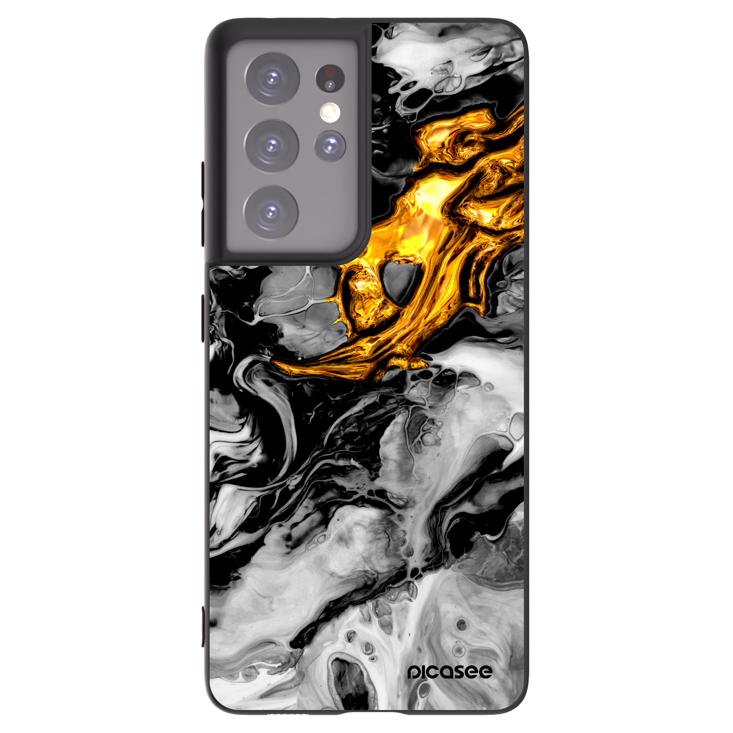 Picasee husă neagră din silicon pentru Samsung Galaxy S21 Ultra 5G G998B - Black Gold 2