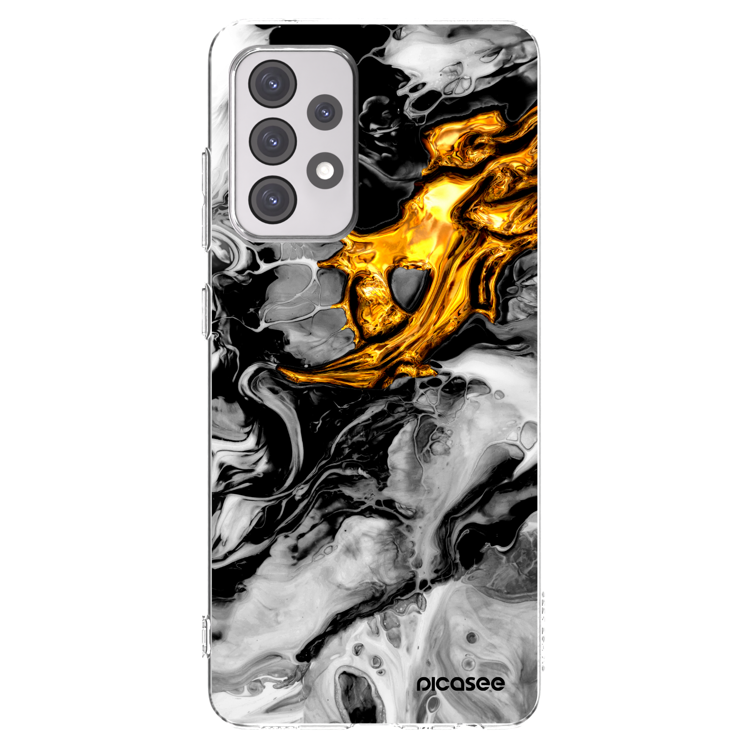 Picasee husă transparentă din silicon pentru Samsung Galaxy A52 5G A525F - Black Gold 2