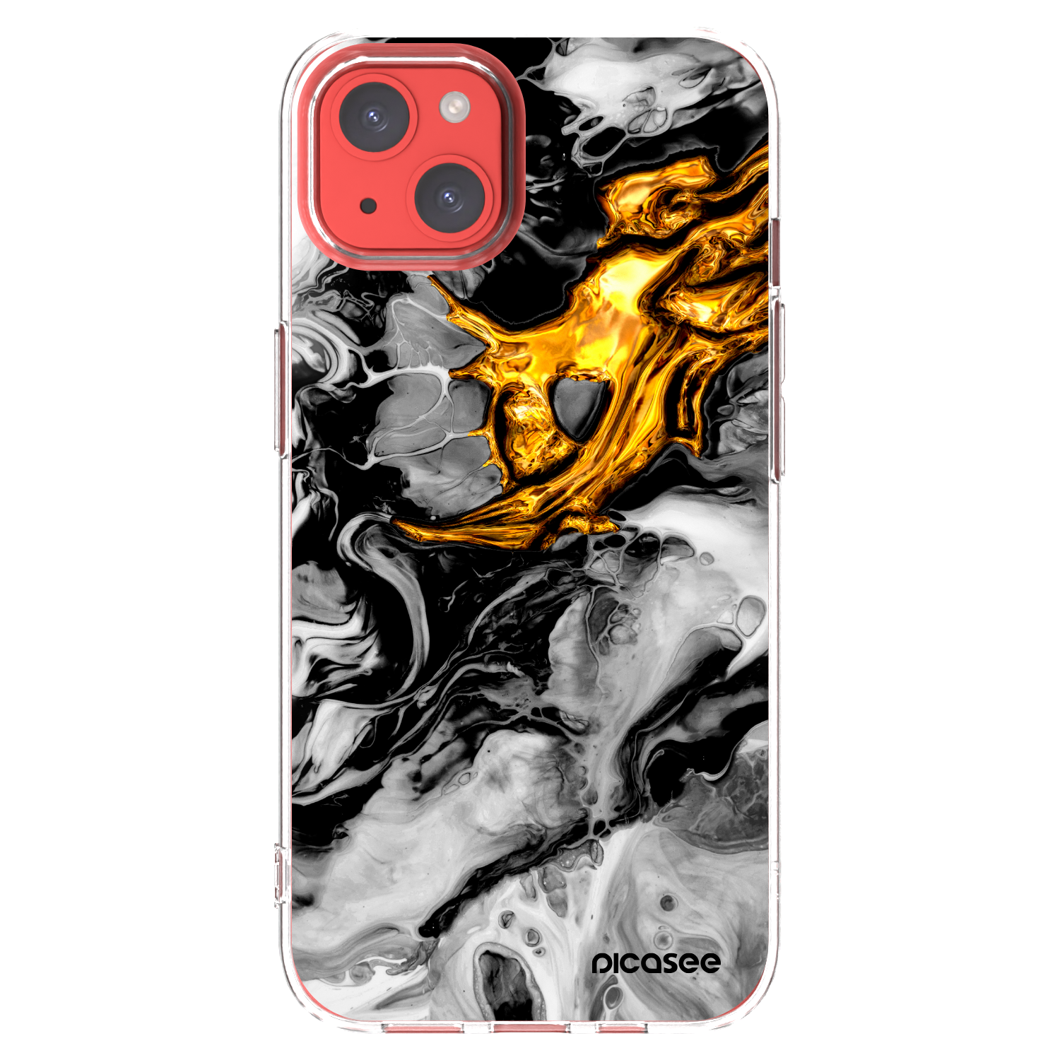 Picasee husă transparentă din silicon pentru Apple iPhone 13 - Black Gold 2
