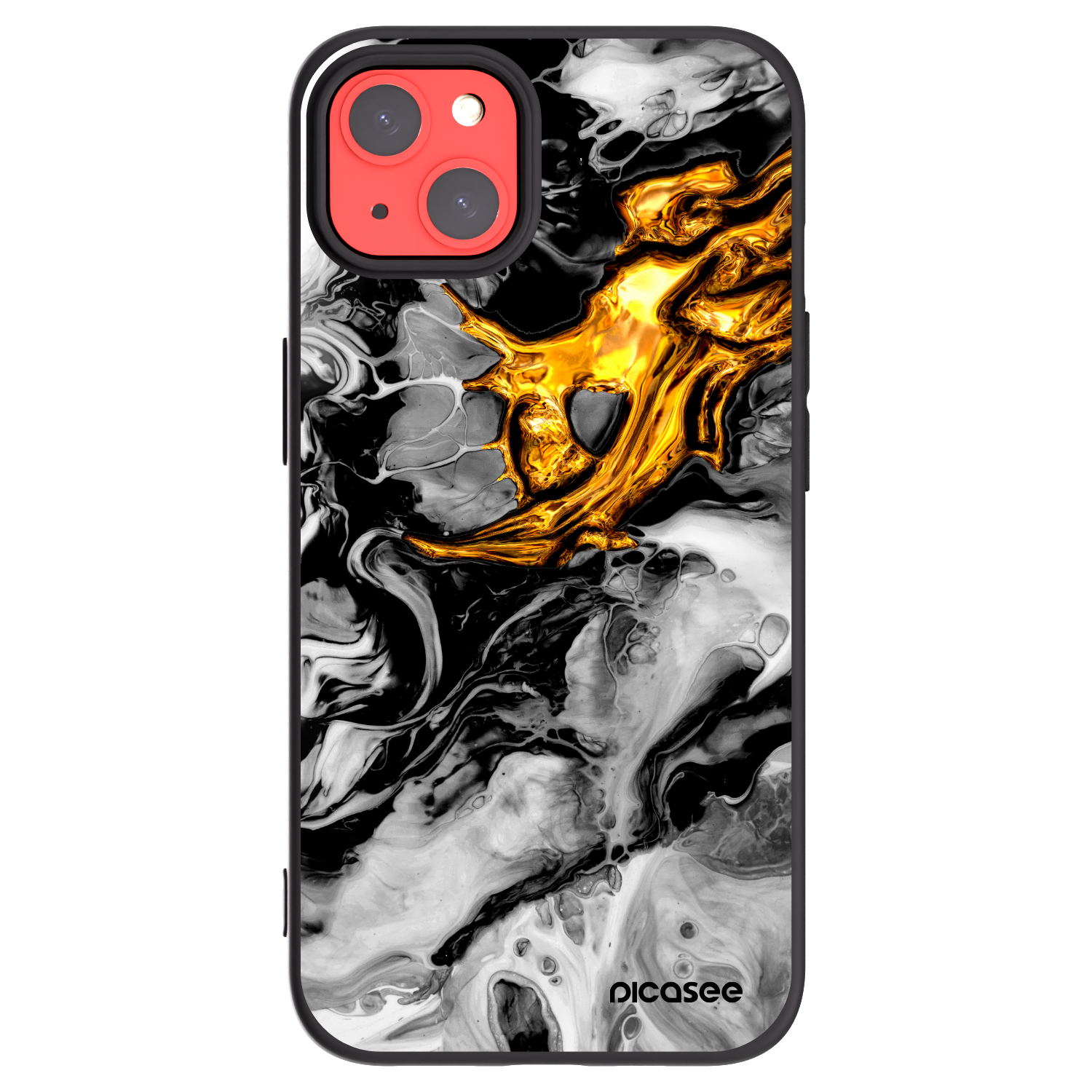 Picasee husă neagră din silicon pentru Apple iPhone 13 - Black Gold 2