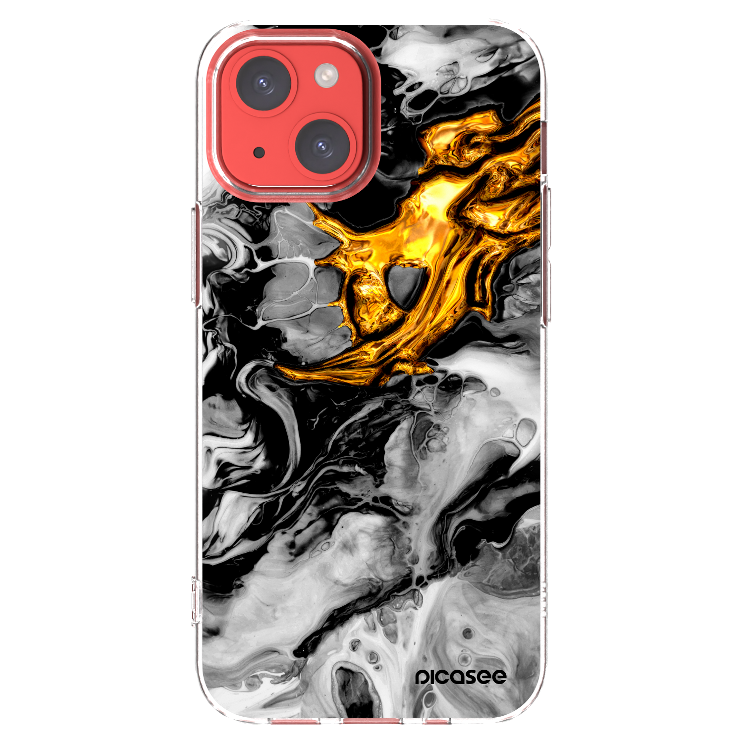 Picasee husă transparentă din silicon pentru Apple iPhone 13 mini - Black Gold 2