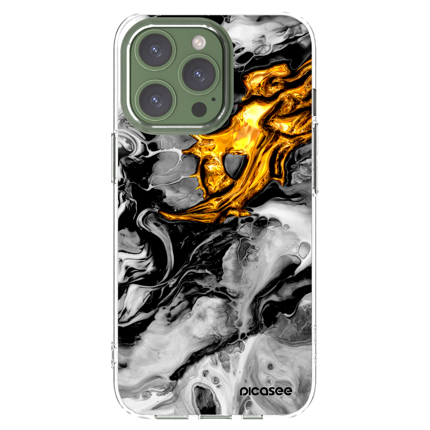 Picasee husă transparentă din silicon pentru Apple iPhone 13 Pro - Black Gold 2