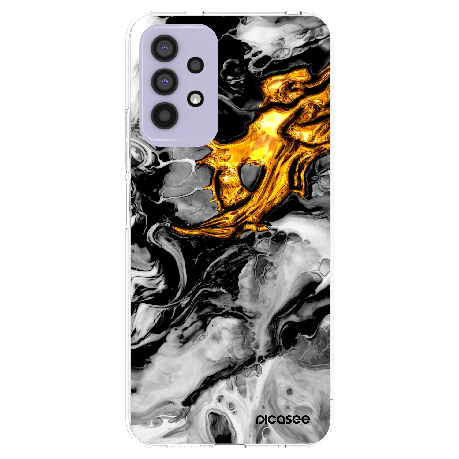 Picasee husă transparentă din silicon pentru Samsung Galaxy A32 4G SM-A325F - Black Gold 2