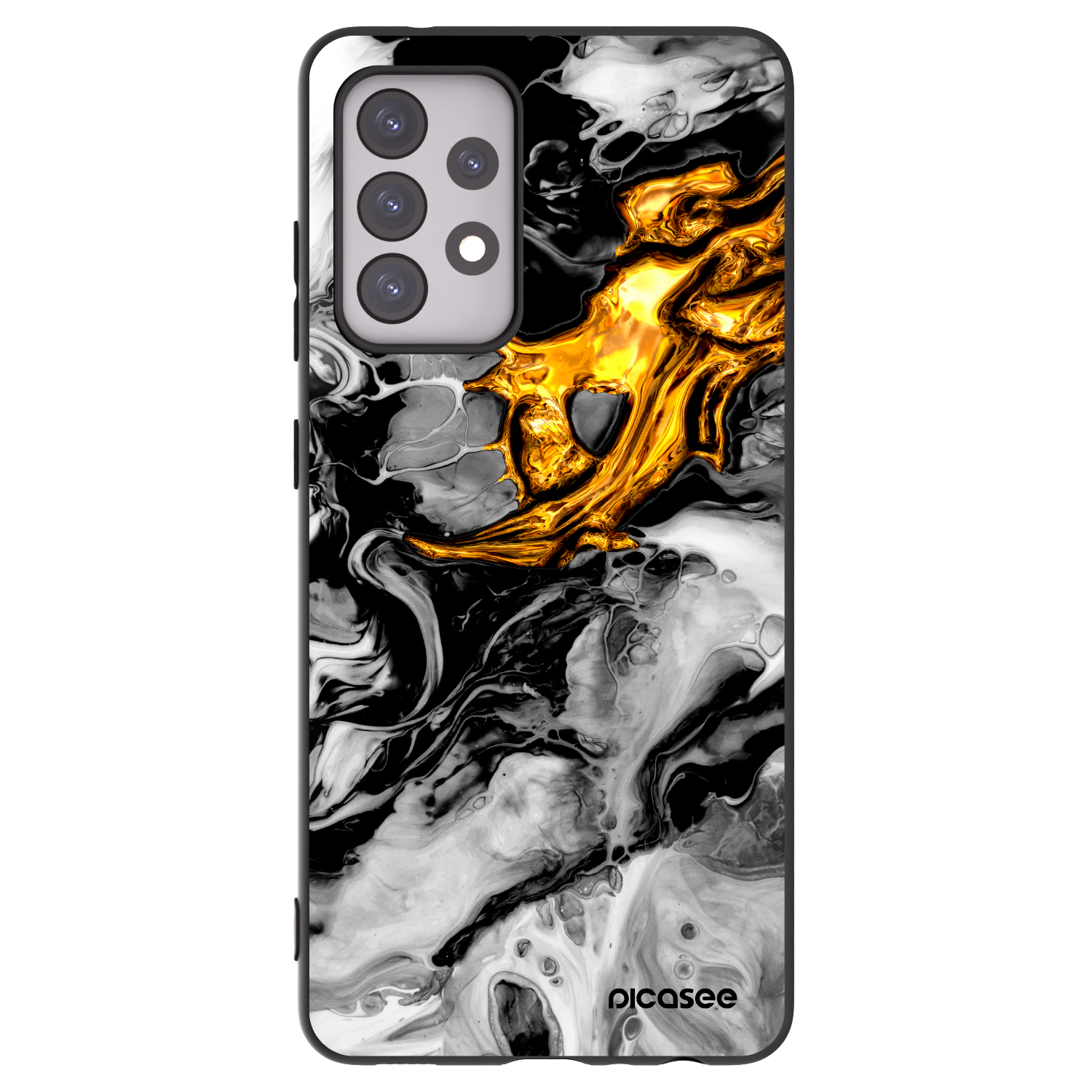 Picasee husă neagră din silicon pentru Samsung Galaxy A52s 5G A528B - Black Gold 2