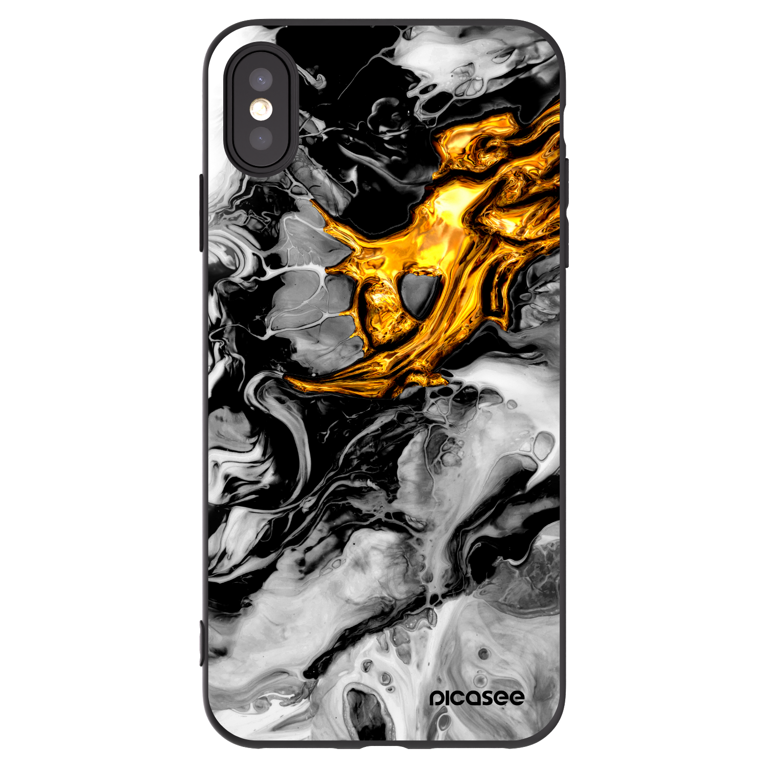Picasee husă neagră din silicon pentru Apple iPhone XS Max - Black Gold 2