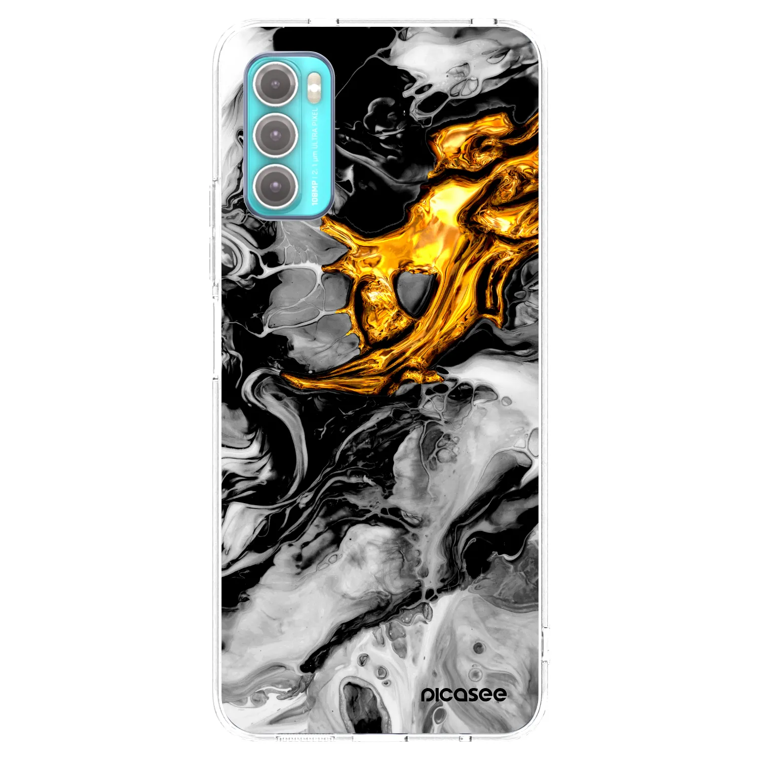 Picasee husă transparentă din silicon pentru Motorola Moto G60 - Black Gold 2