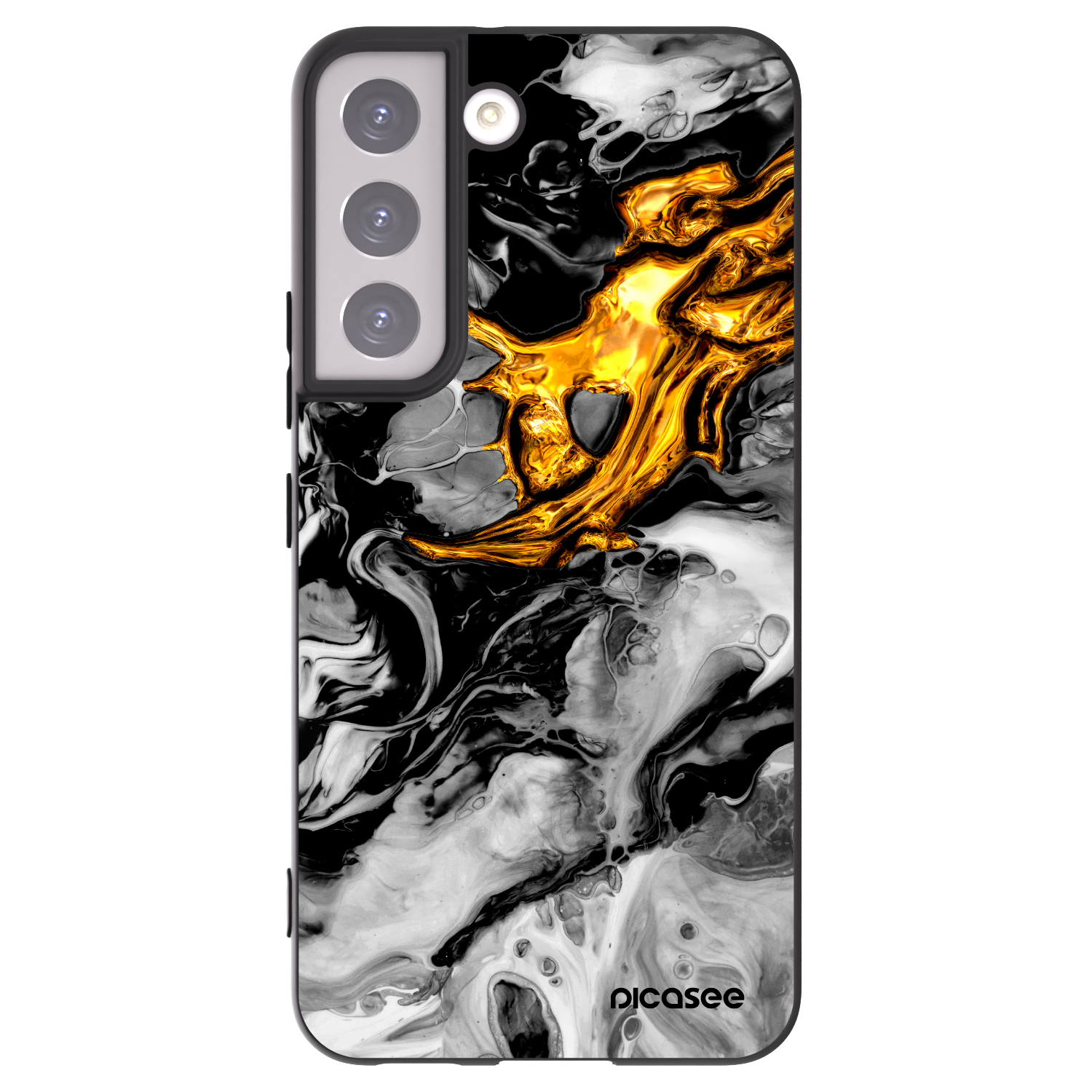 Picasee husă neagră din silicon pentru Samsung Galaxy S22 5G - Black Gold 2