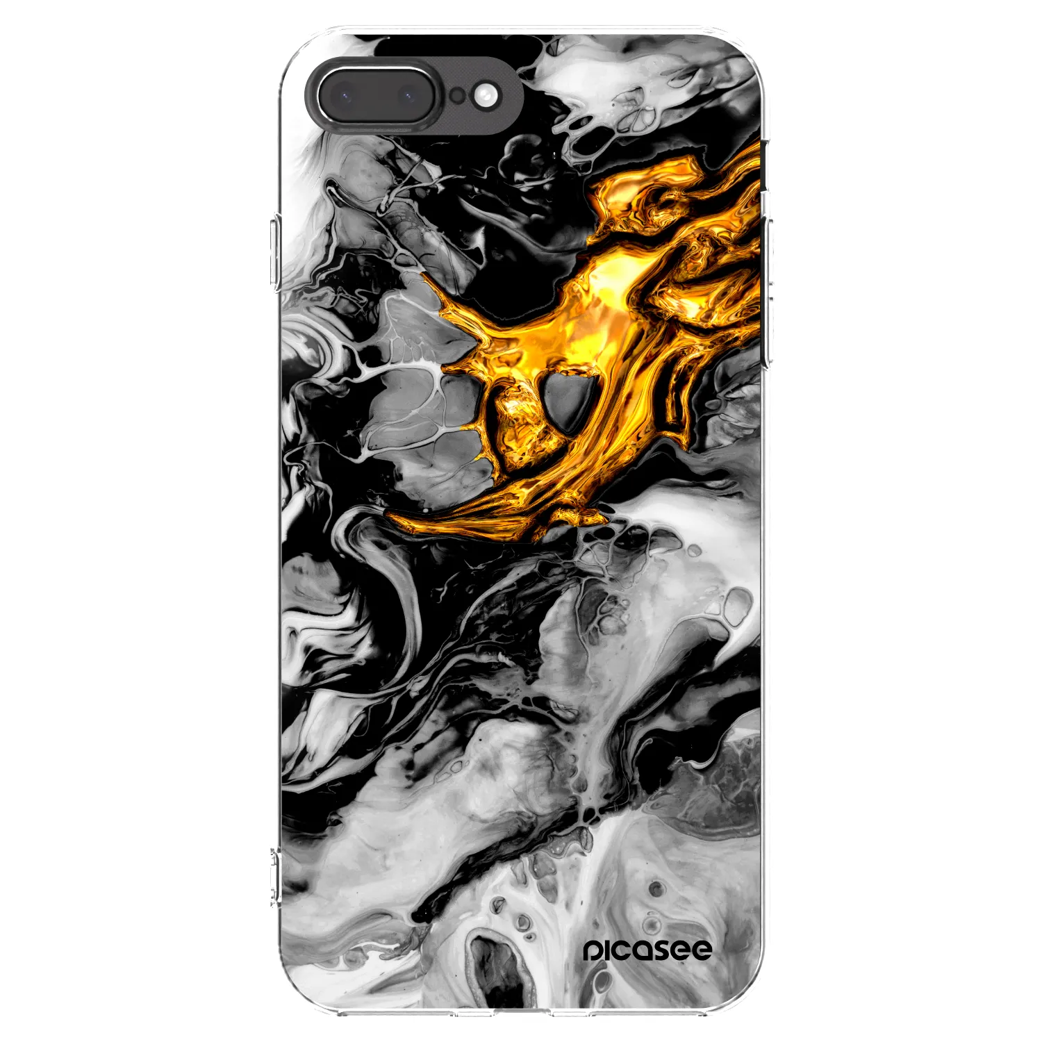 Picasee husă transparentă din silicon pentru Apple iPhone 7 Plus - Black Gold 2