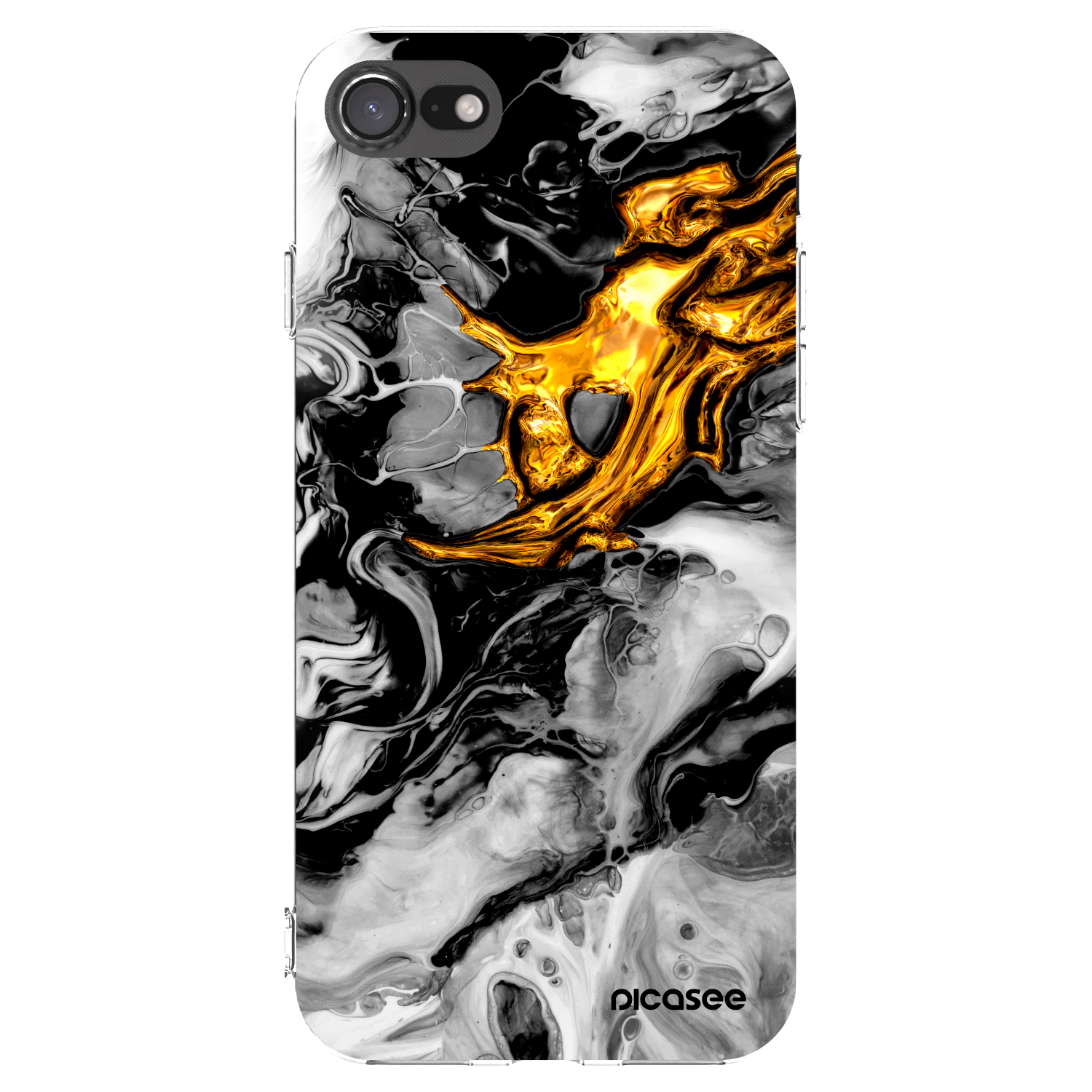 Picasee husă transparentă din silicon pentru Apple iPhone SE 2022 - Black Gold 2