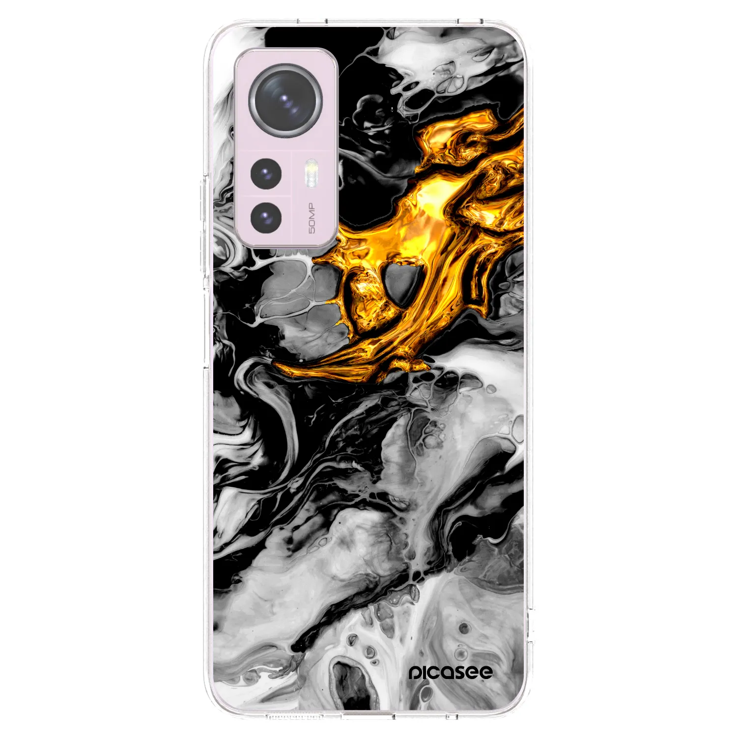 Picasee husă transparentă din silicon pentru Xiaomi 12 - Black Gold 2