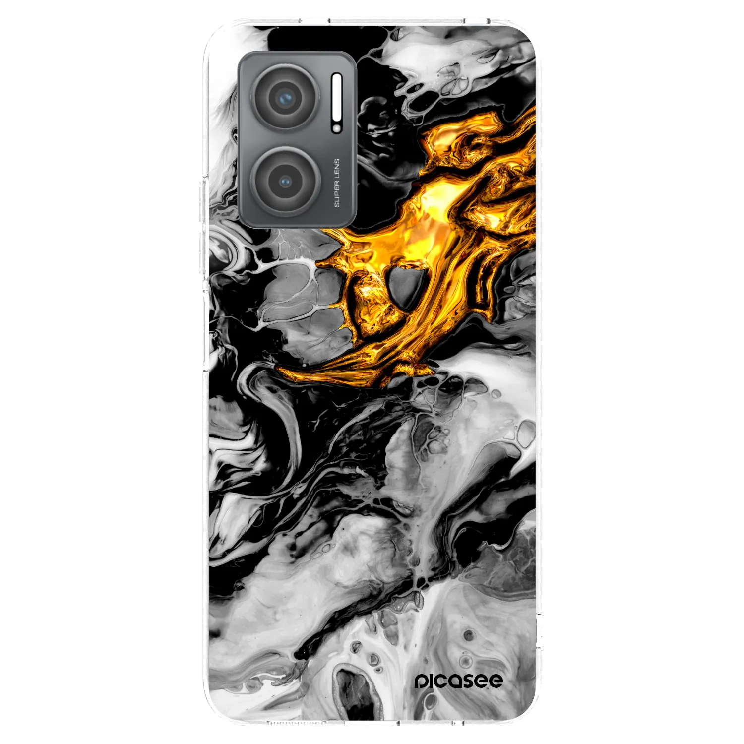 Picasee husă transparentă din silicon pentru Xiaomi Redmi 10 5G - Black Gold 2