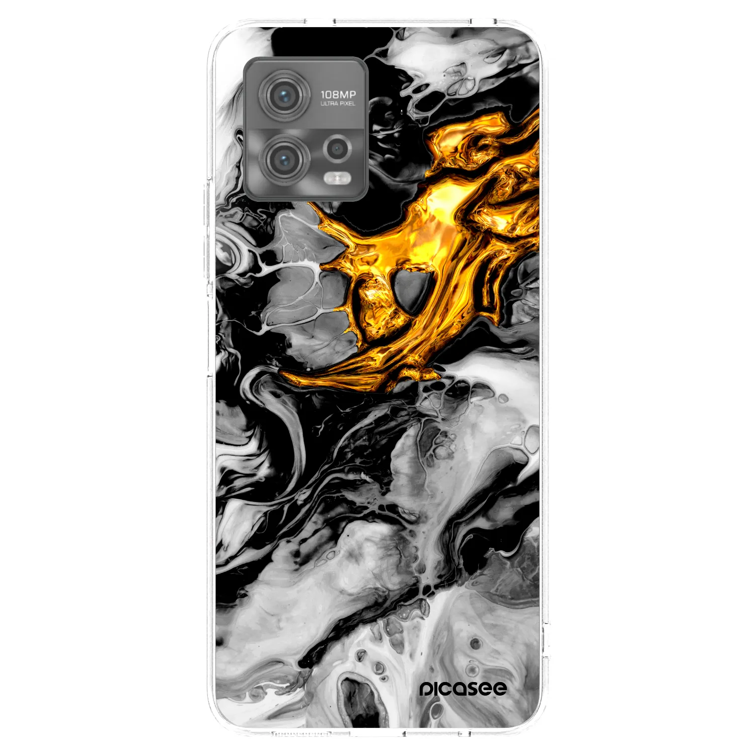 Picasee husă transparentă din silicon pentru Motorola Moto G72 - Black Gold 2