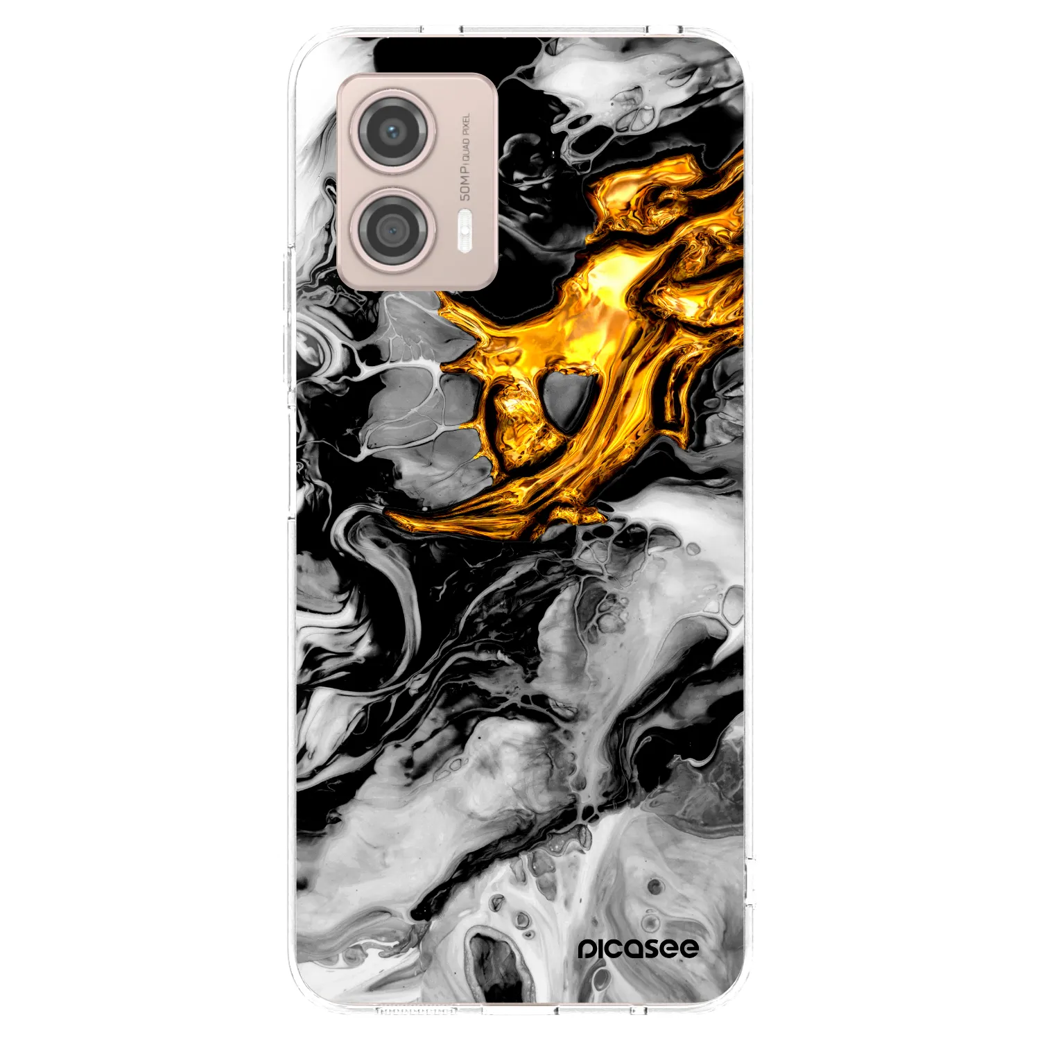 Picasee husă transparentă din silicon pentru Motorola Moto G53 5G - Black Gold 2