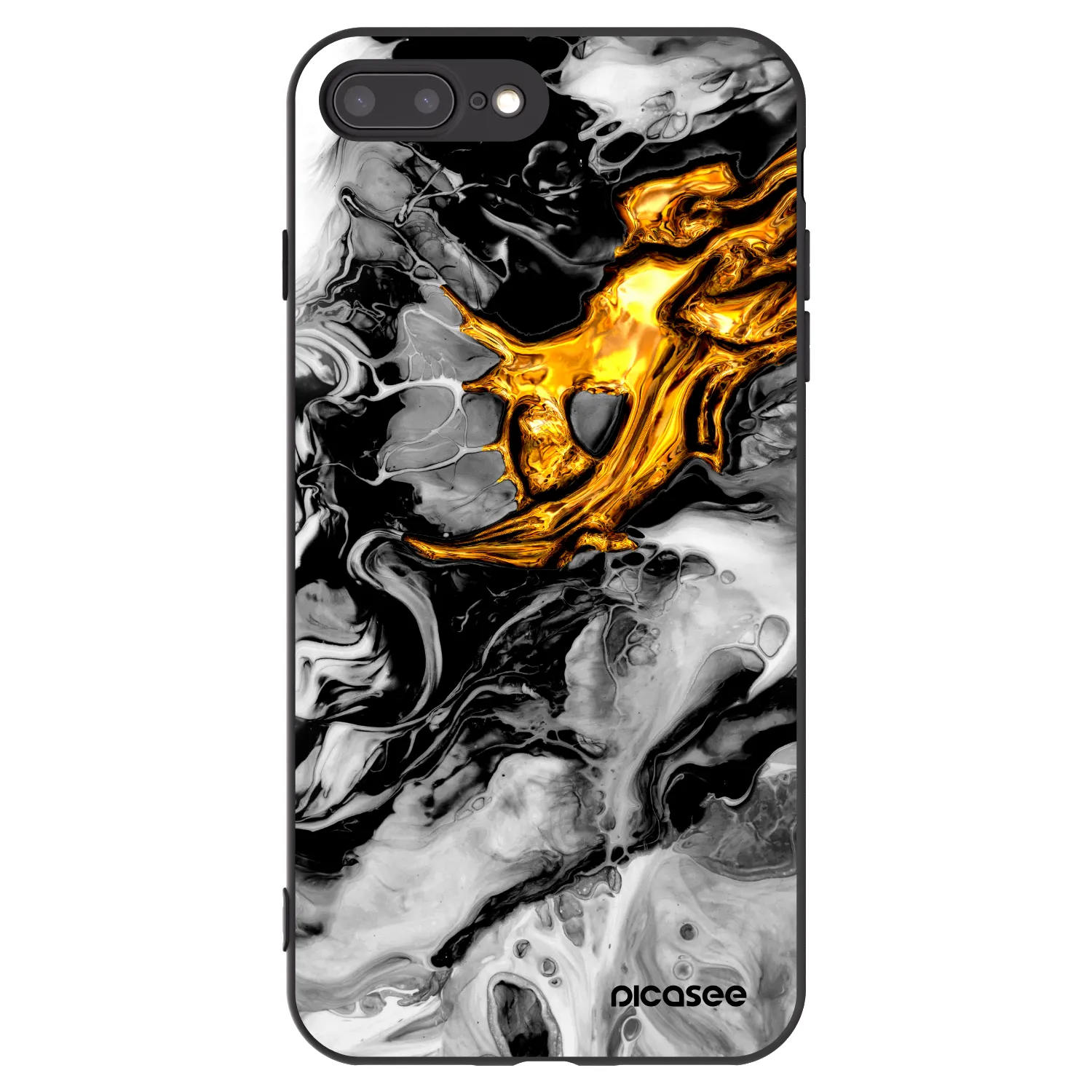 Picasee husă neagră din silicon pentru Apple iPhone 7 Plus - Black Gold 2