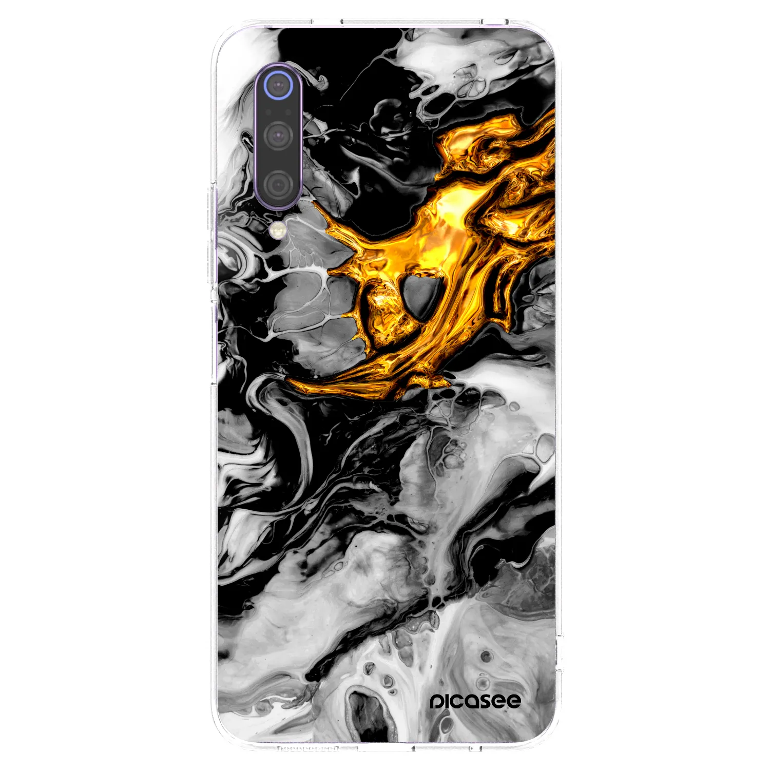 Picasee husă transparentă din silicon pentru Xiaomi Mi 9 - Black Gold 2