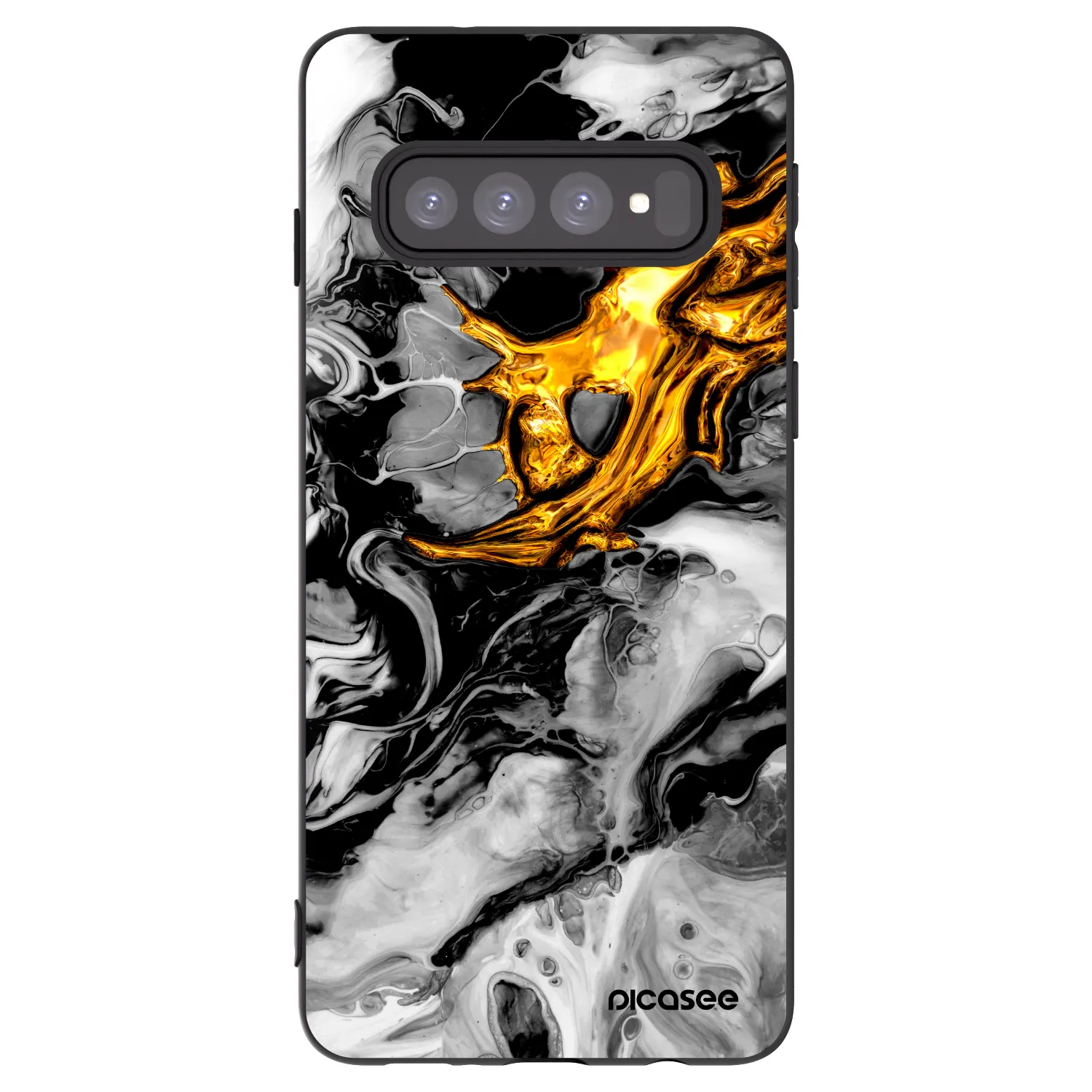 Picasee husă neagră din silicon pentru Samsung Galaxy S10 G973 - Black Gold 2