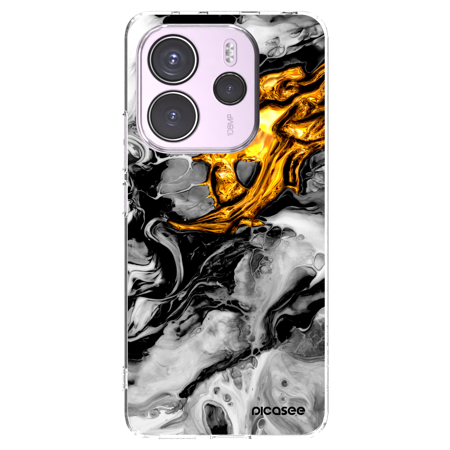 Picasee husă transparentă din silicon pentru Xiaomi Redmi Note 14 4G - Black Gold 2