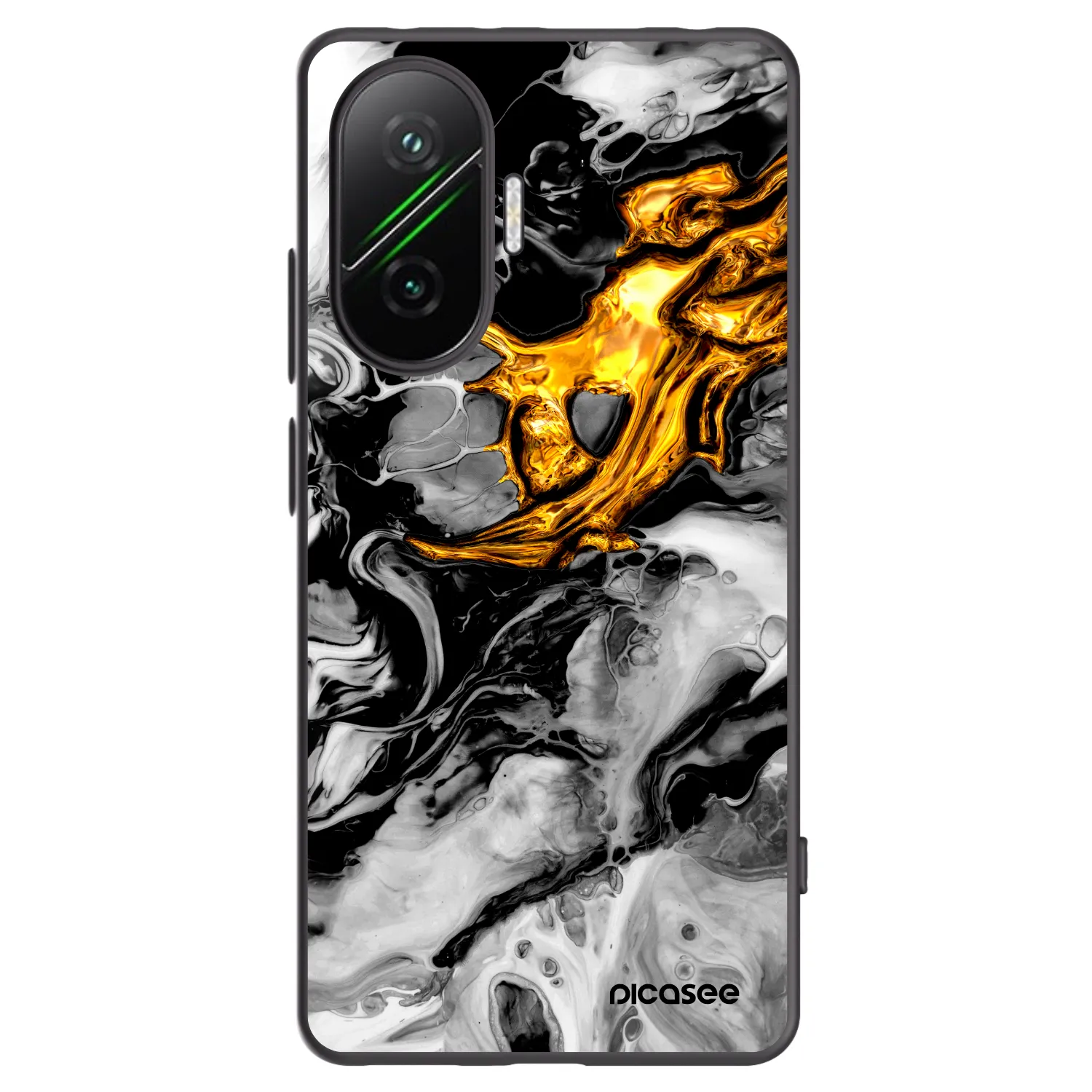 Picasee husă neagră din silicon pentru Xiaomi Poco F7 5G - Black Gold 2