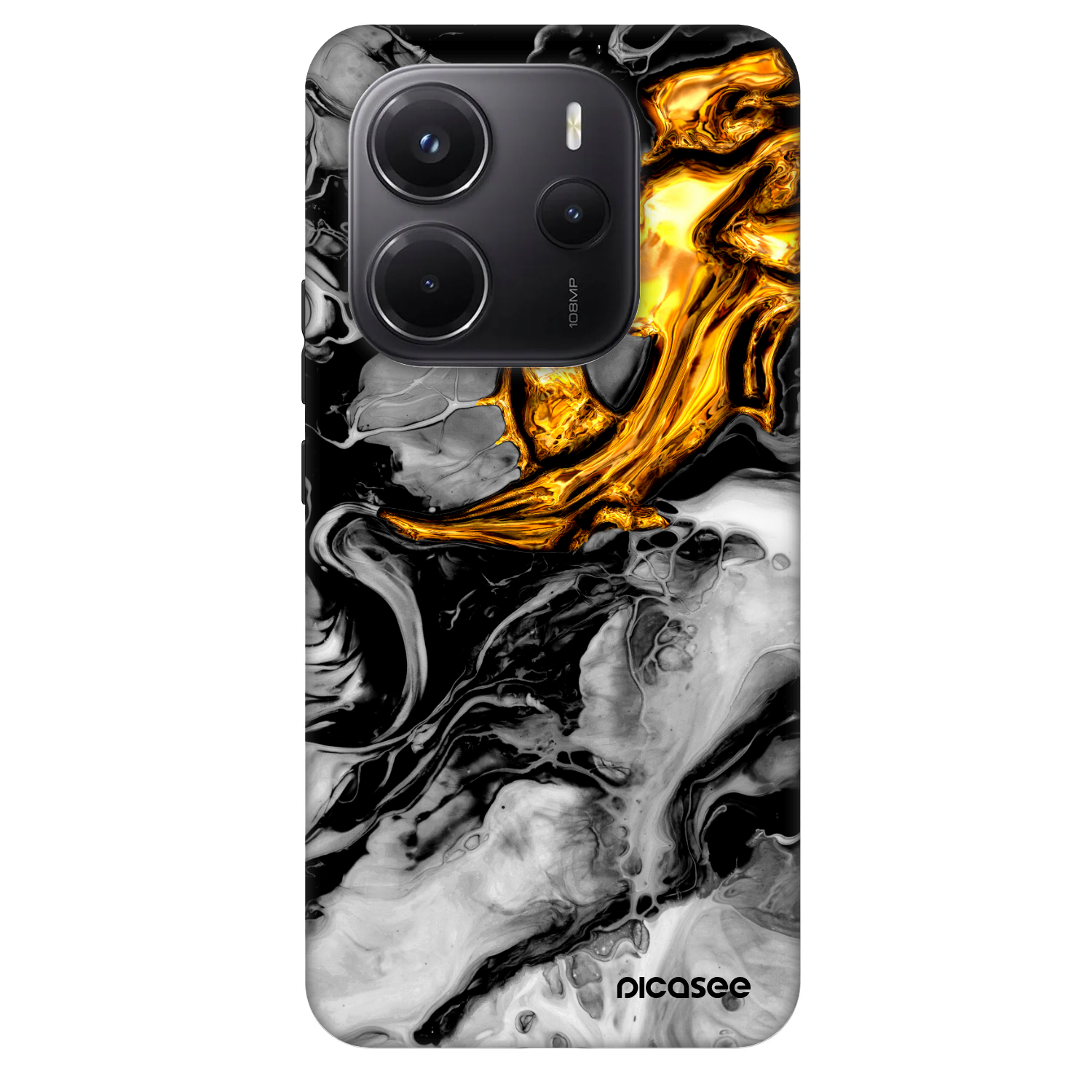 Picasee Fashion Case pentru Xiaomi Redmi Note 14 5G - Black Gold 2