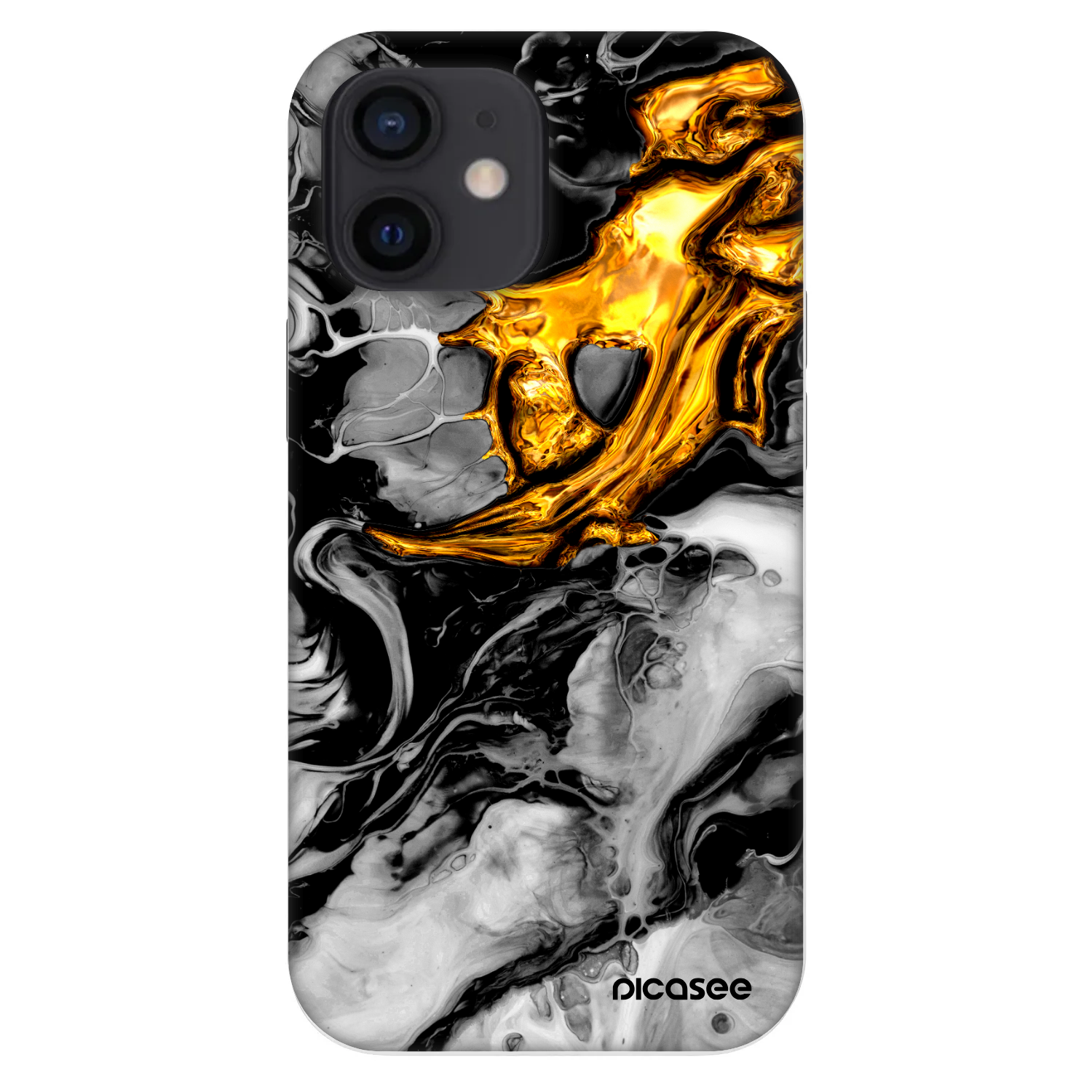 Picasee Fashion Case pentru Apple iPhone 12 mini - Black Gold 2