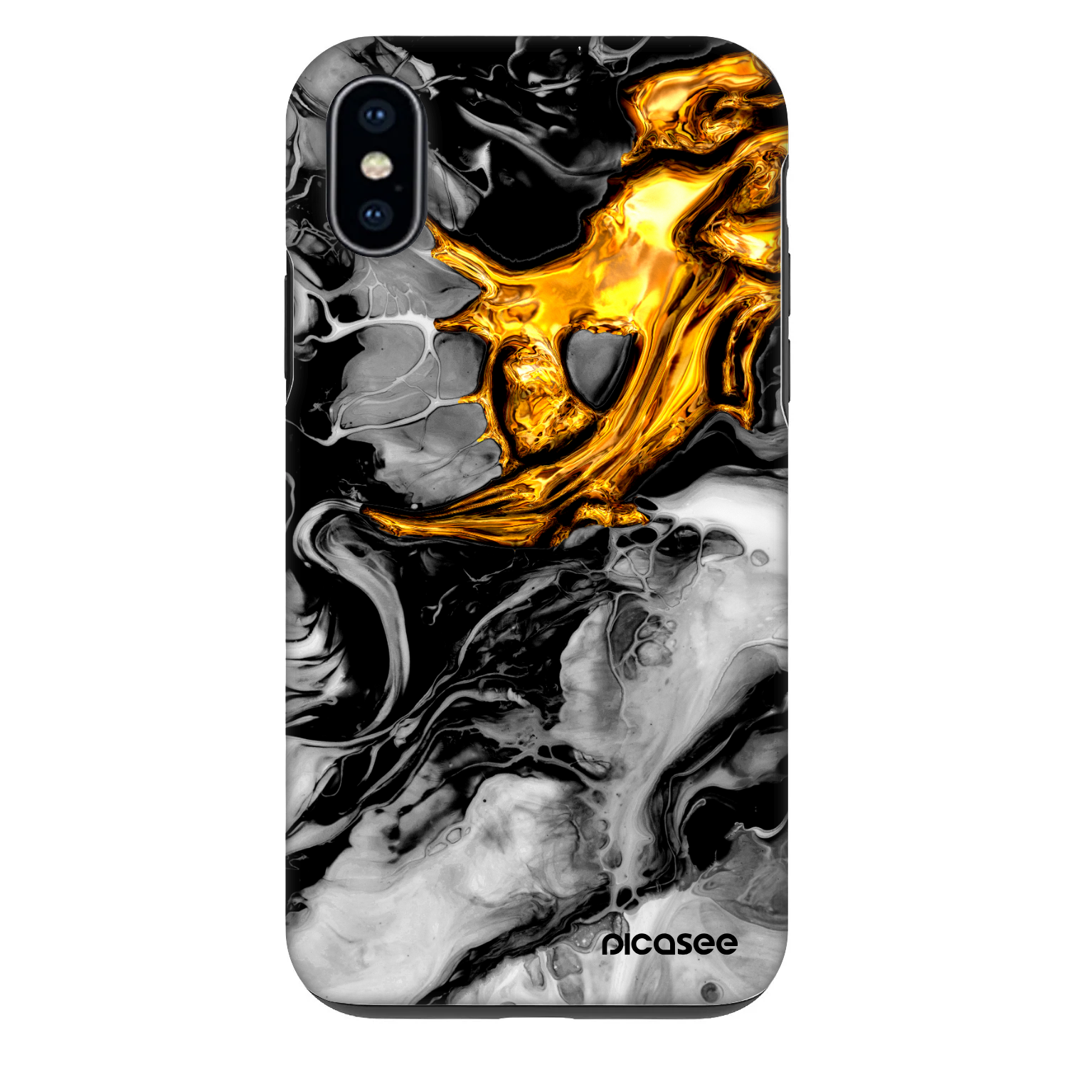 Picasee Fashion Case pentru Apple iPhone X/XS - Black Gold 2