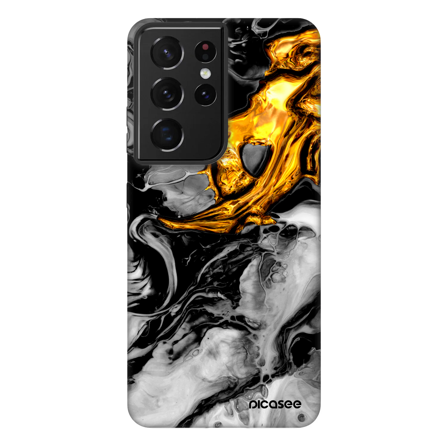 Picasee Fashion Case pentru Samsung Galaxy S21 Ultra 5G G998B - Black Gold 2