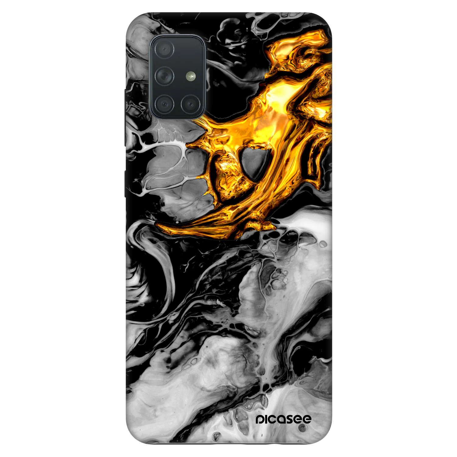Picasee Fashion Case pentru Samsung Galaxy A71 A715F - Black Gold 2