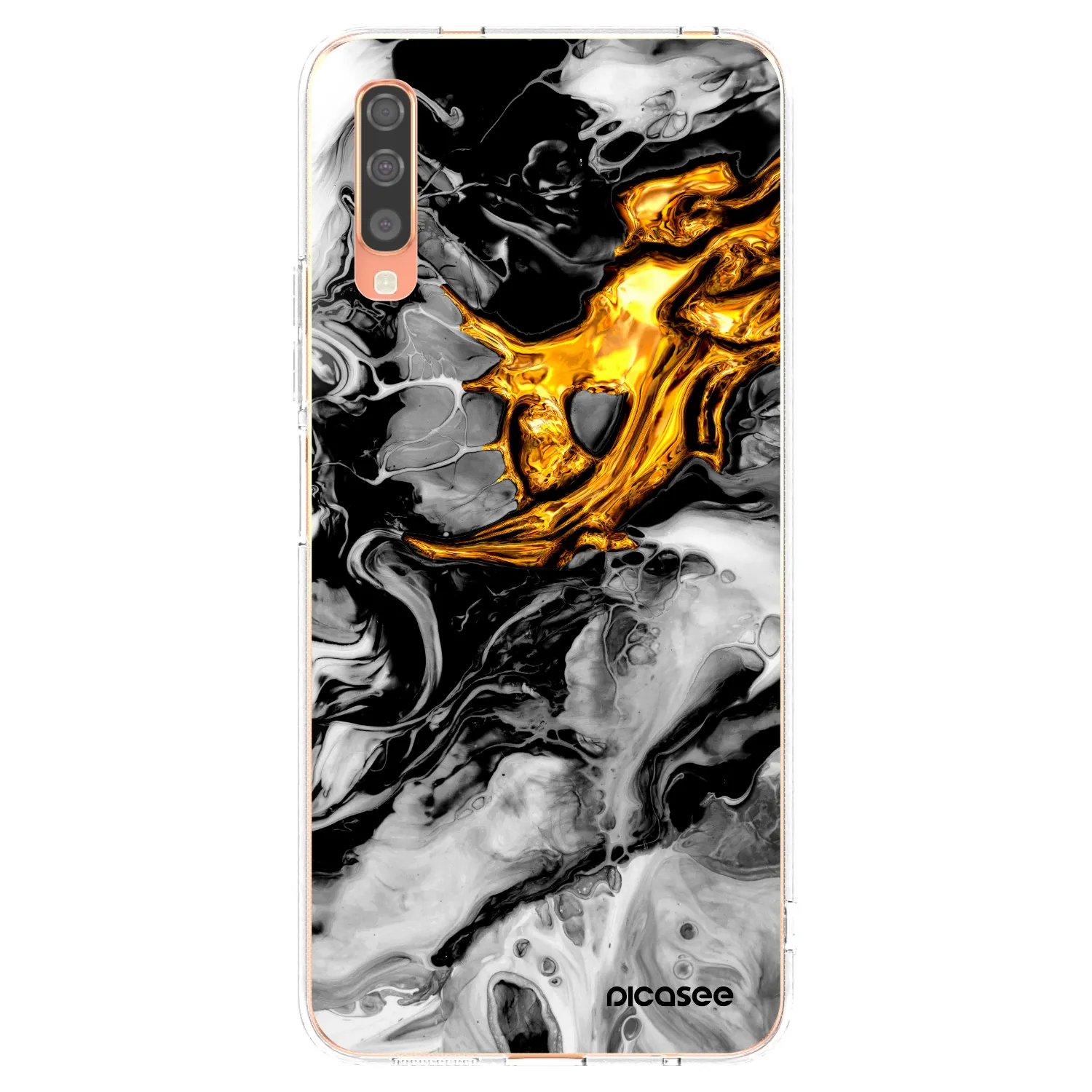 Picasee husă transparentă din silicon pentru Samsung Galaxy A70 A705F - Black Gold 2