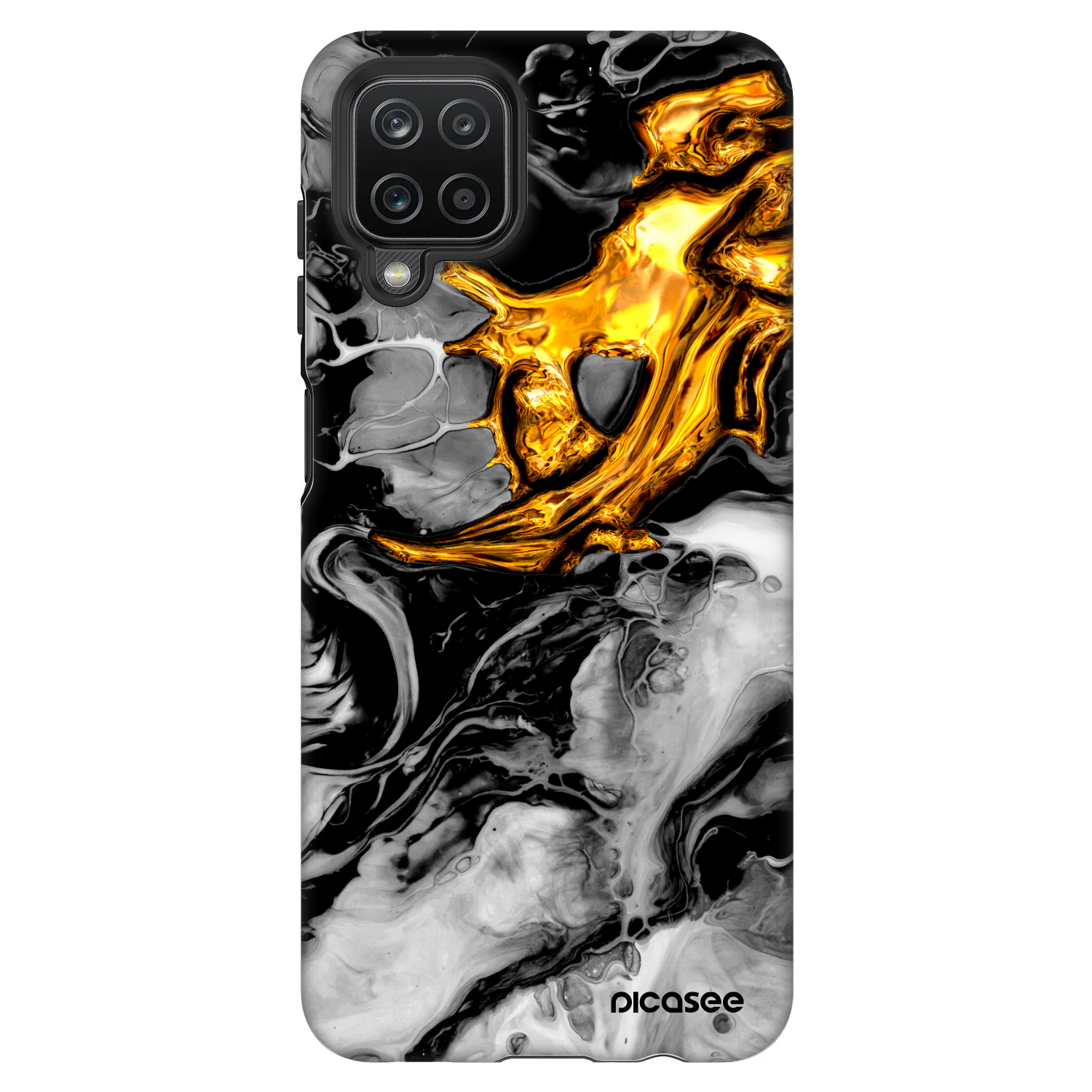 Picasee Fashion Case pentru Samsung Galaxy A12 A125F - Black Gold 2