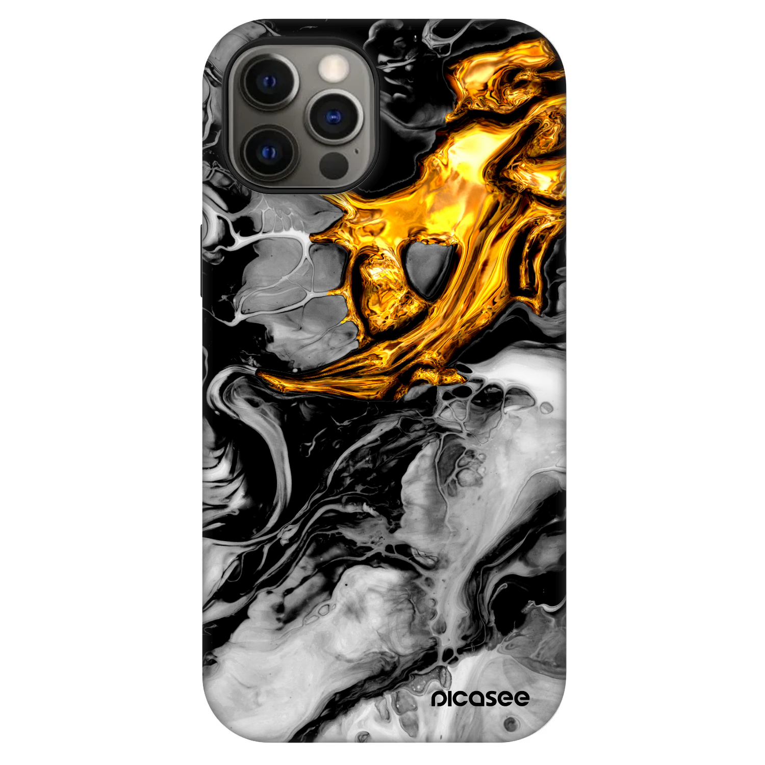 Picasee Fashion Case MagSafe pentru Apple iPhone 12 - Black Gold 2