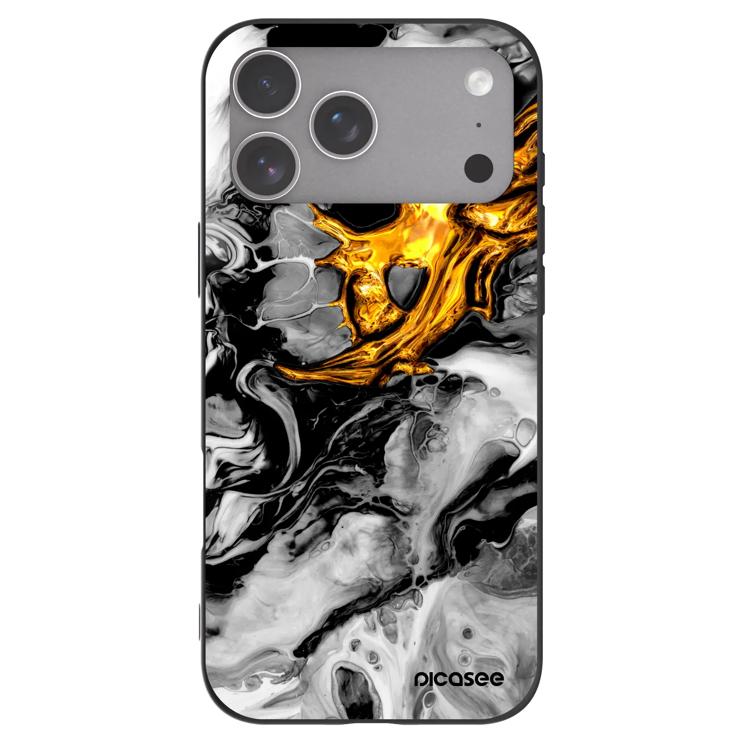Picasee husă neagră din silicon pentru Apple iPhone 18 Pro Max - Black Gold 2