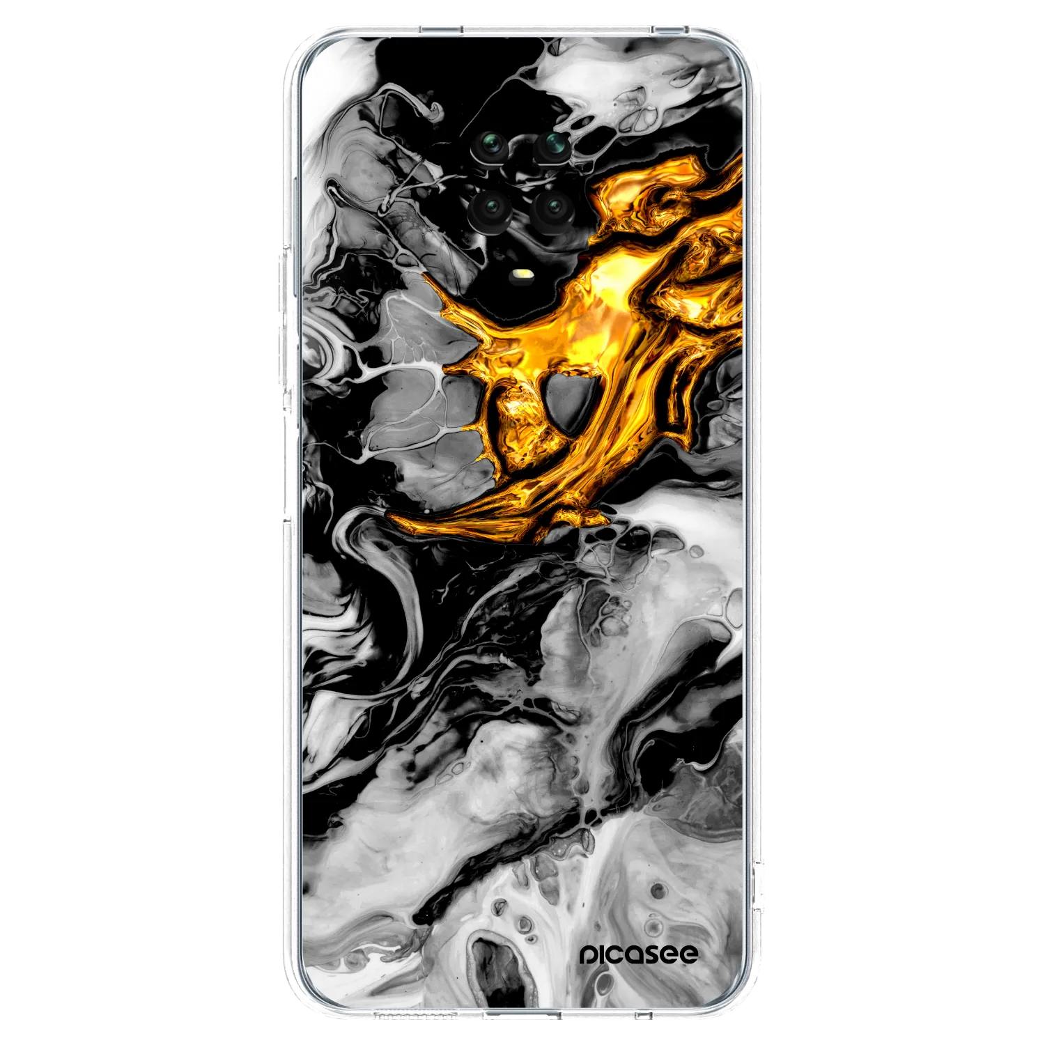 Picasee husă transparentă din silicon pentru Xiaomi Redmi Note 9 Pro - Black Gold 2