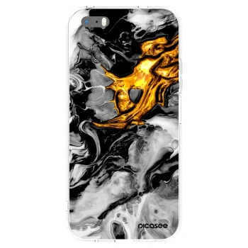 Picasee husă transparentă din silicon pentru Apple iPhone 5/5S/SE - Black Gold 2