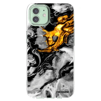 Picasee husă transparentă din silicon pentru Apple iPhone 12 - Black Gold 2