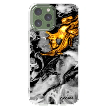 Picasee husă transparentă din silicon pentru Apple iPhone 13 Pro Max - Black Gold 2