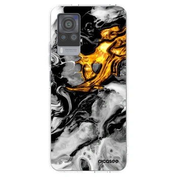 Picasee husă transparentă din silicon pentru Vivo X60 Pro 5G - Black Gold 2