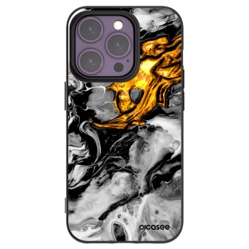 Picasee husă neagră din silicon pentru Apple iPhone 14 Pro - Black Gold 2