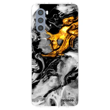 Picasee husă transparentă din silicon pentru Motorola Moto G62 - Black Gold 2
