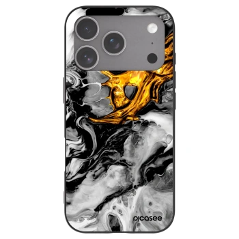 Picasee husă neagră din silicon pentru Apple iPhone 18 Pro - Black Gold 2