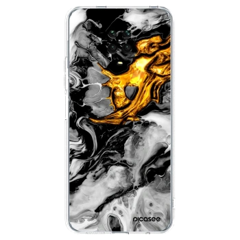 Picasee husă transparentă din silicon pentru Xiaomi Redmi Note 9 Pro - Black Gold 2