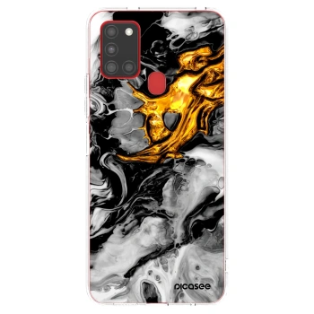Picasee husă transparentă din silicon pentru Samsung Galaxy A21s - Black Gold 2