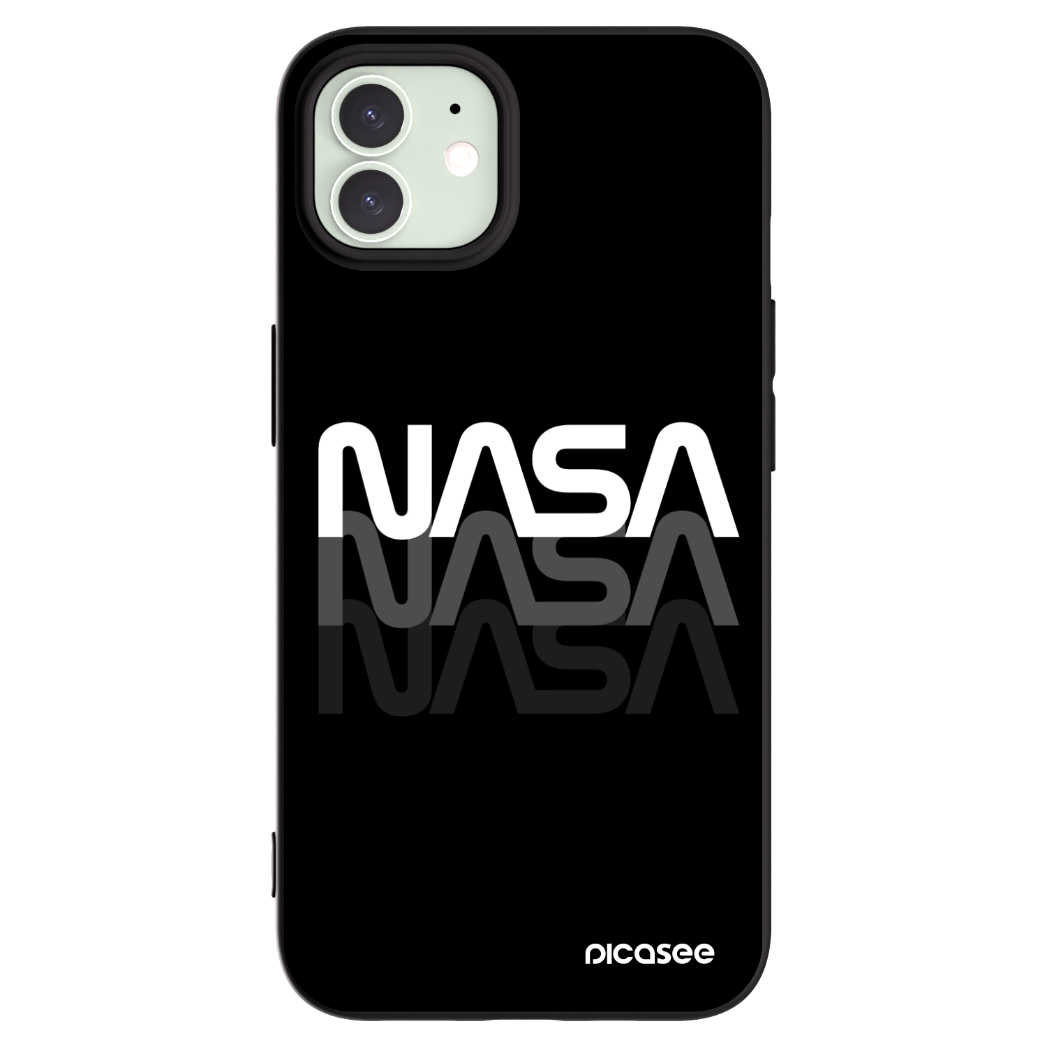 Picasee husă neagră din silicon pentru Apple iPhone 12 - NASA Triple