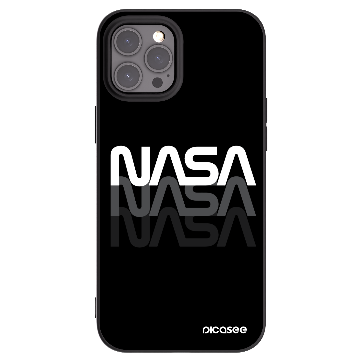 Picasee husă neagră din silicon pentru Apple iPhone 12 Pro Max - NASA Triple