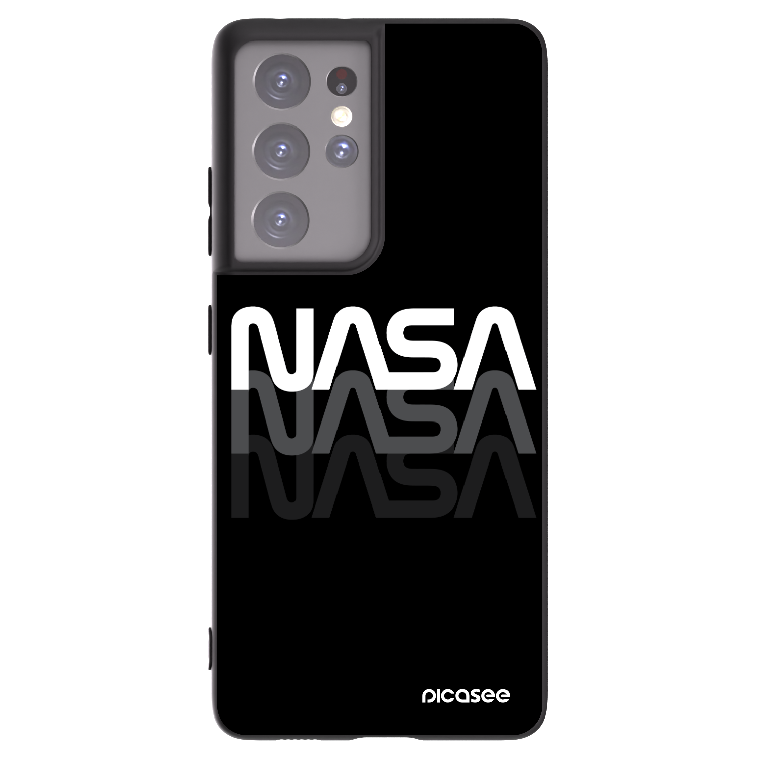 Picasee husă neagră din silicon pentru Samsung Galaxy S21 Ultra 5G G998B - NASA Triple