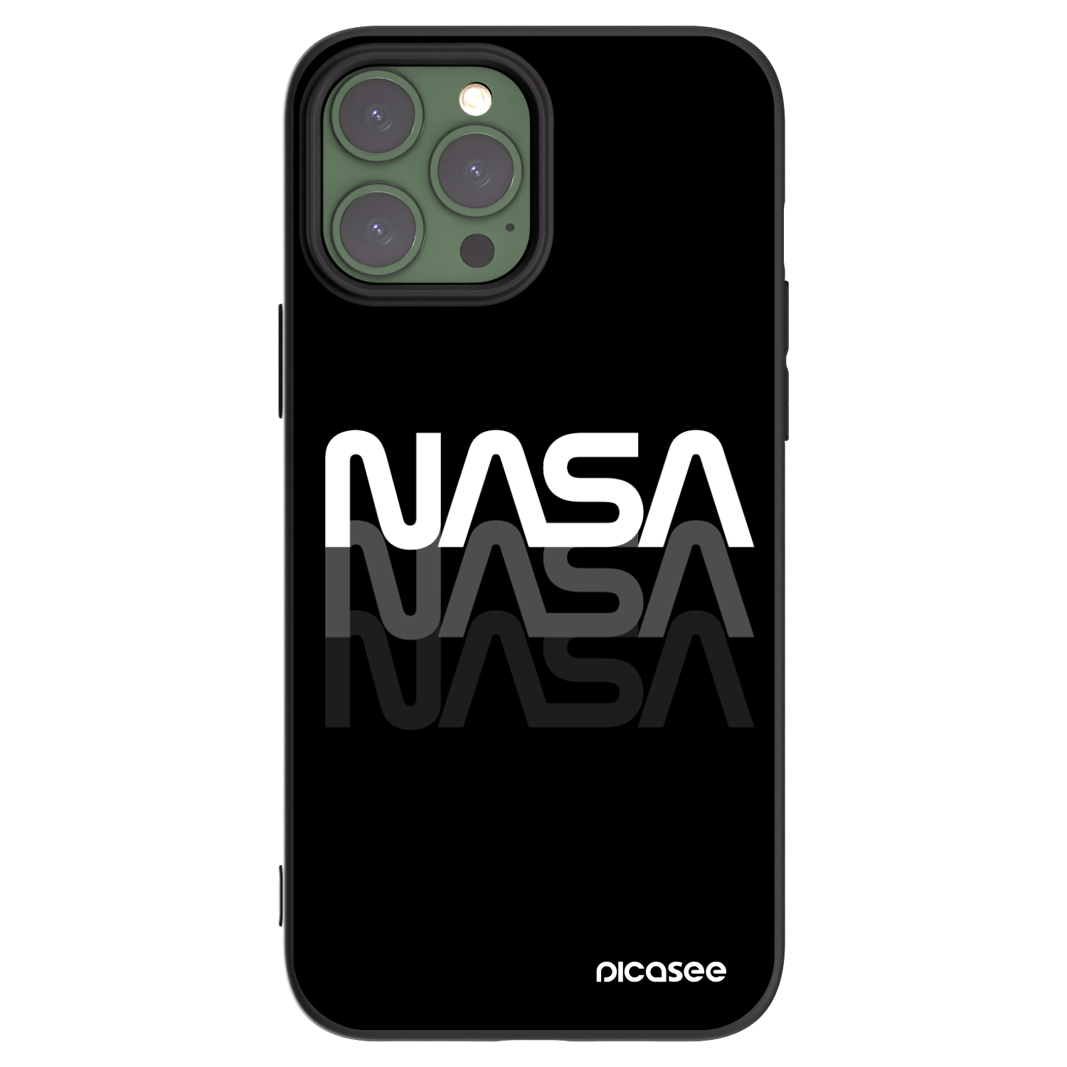 Picasee husă neagră din silicon pentru Apple iPhone 13 Pro Max - NASA Triple