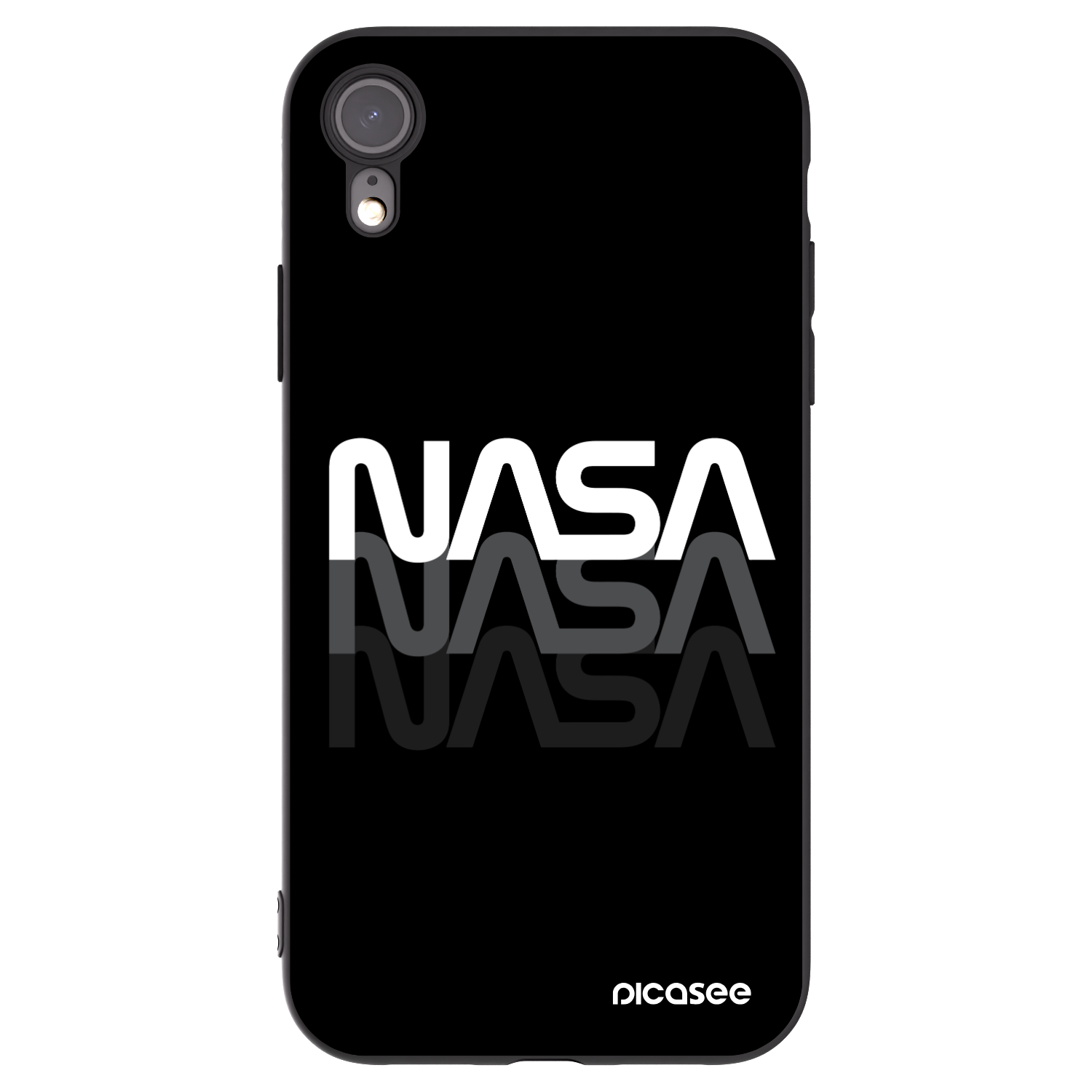 Picasee husă neagră din silicon pentru Apple iPhone XR - NASA Triple